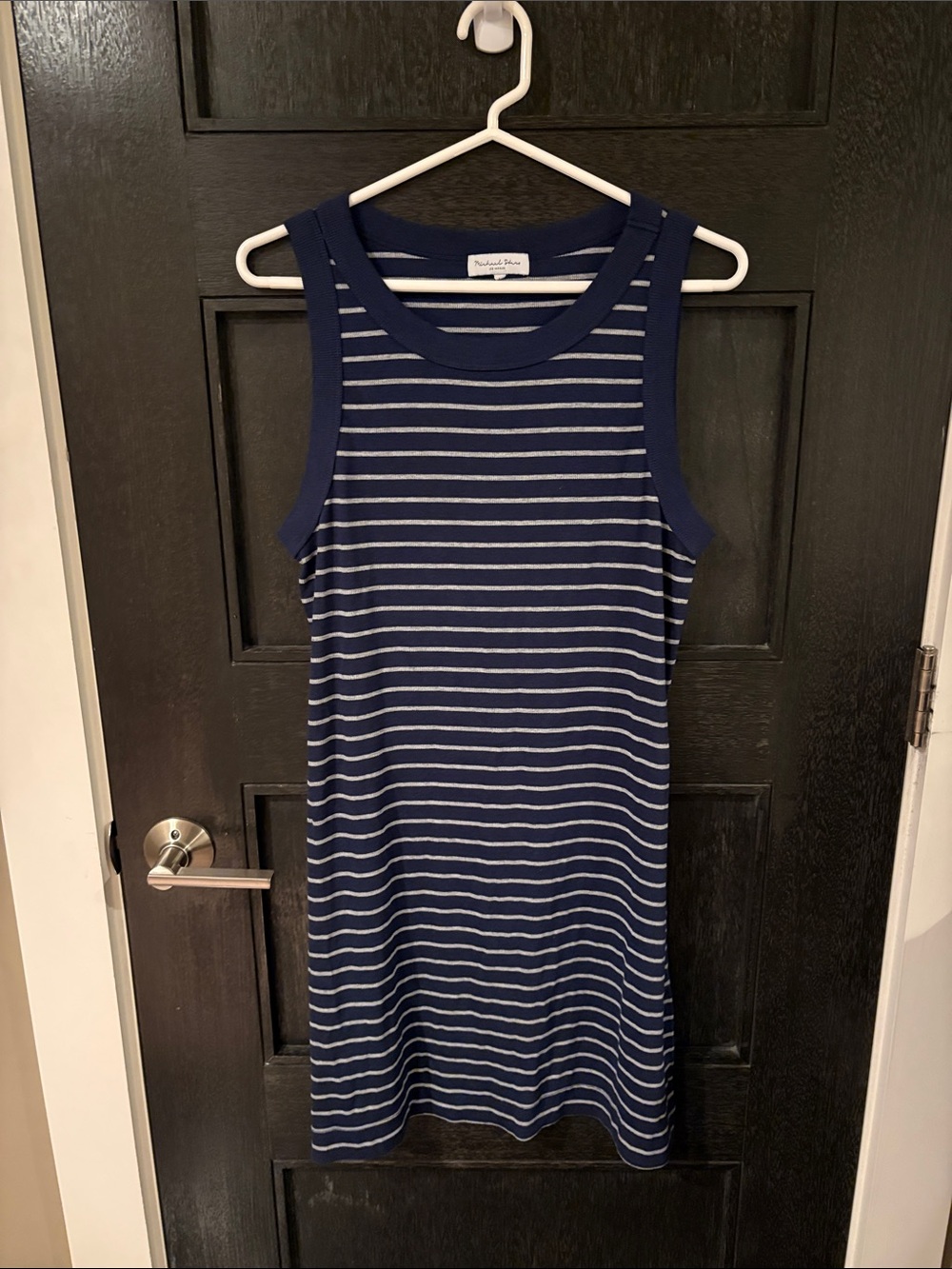 Michael Stars navy striped midi tank dress L